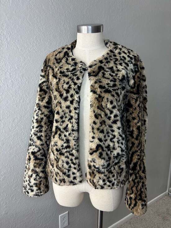 BB Dakota Jackets & Blazers - Brown Leopard Print Faux Fur Jacket - ,